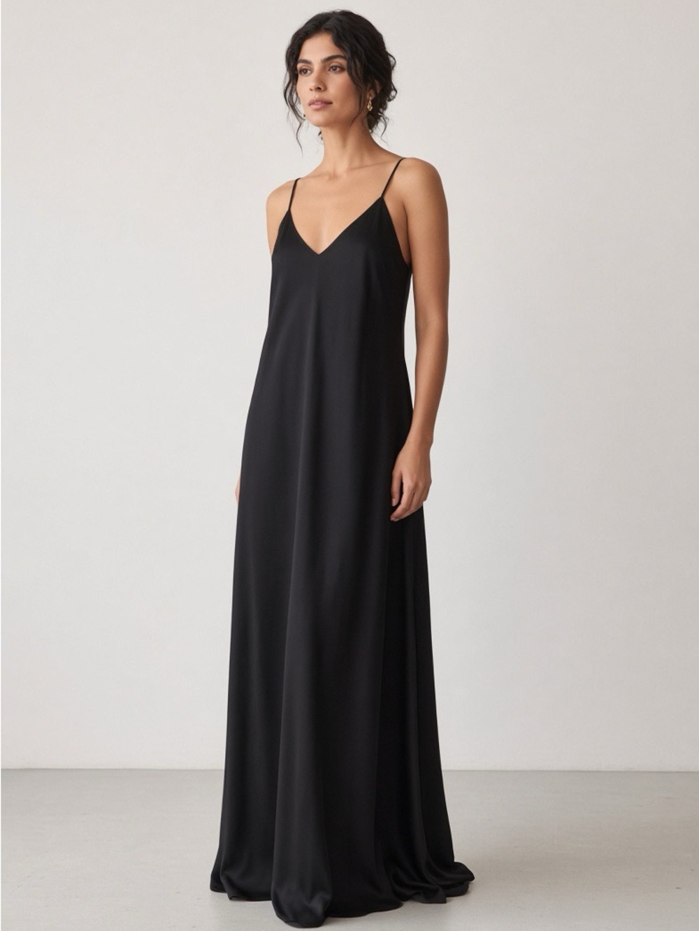 Meskita NYC Black Silk Slip Dress Size S Small Luxury Minimalist Avant Garde